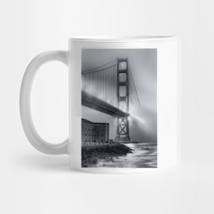 Golden Gate in Fog B+W Mug